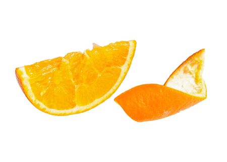 Close up of fresh fruit, orange and white backgroundの写真素材