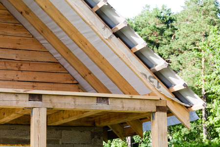 fragment of hardwood roof constructionの写真素材