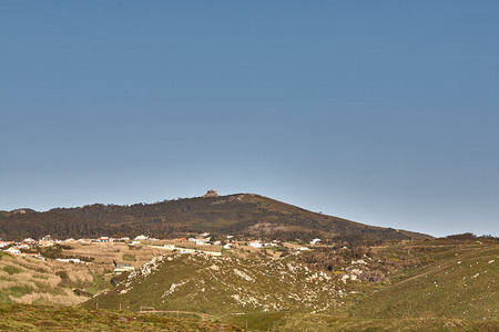Exploring Portugal. Cabo da Roca ocean and mountains view, authentic capture, wanderlust concept. summer springの写真素材