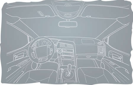 Machine inside. Interior of the vehicle.のイラスト素材