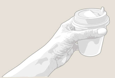 Hand holding paper cup of coffeeのイラスト素材