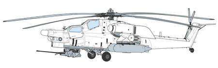 Mi 28 Havoc military attack combat helicopterのイラスト素材