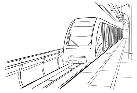Hand drawn sketch moscow light metro stationのイラスト素材