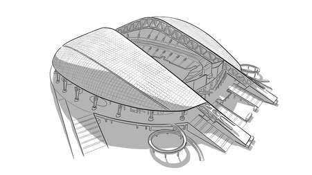 Hand drawn sketch of the main stadium in Sochi.のイラスト素材