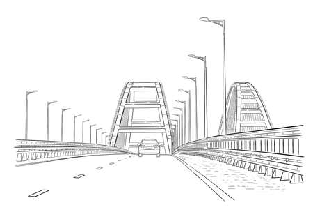 Hand drawn sketch of Crimean bridgeのイラスト素材