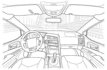 Machine inside. Interior of the vehicle.のイラスト素材