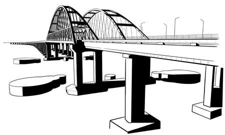 Hand drawn sketch vector illustration of Crimean bridge arks and roadのイラスト素材