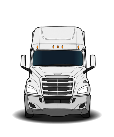 American trailer truck isolated on white background. black and white illustrationのイラスト素材