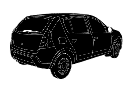 Hand drawn sketch of a modern car vectorのイラスト素材