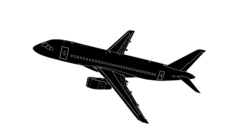 Vector illustration in style of technical drawing of modern russian airlinerのイラスト素材