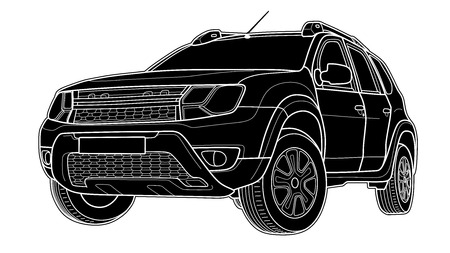 Hand drawn sketch of a modern car vectorのイラスト素材