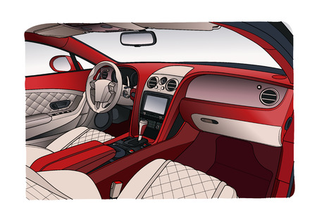 The machine inside. The interior of the vehicle. Vector illustration of the lines.のイラスト素材