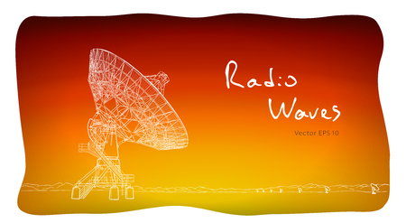 Radio telescope dishes antenna. Vector illustrationのイラスト素材