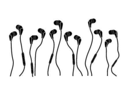 Headsets earphones. Vector sketch and tech drawのイラスト素材