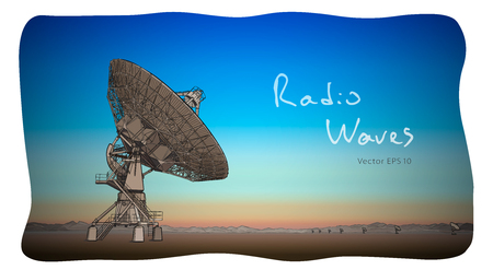 Radio telescope dishes antenna. Vector illustrationのイラスト素材
