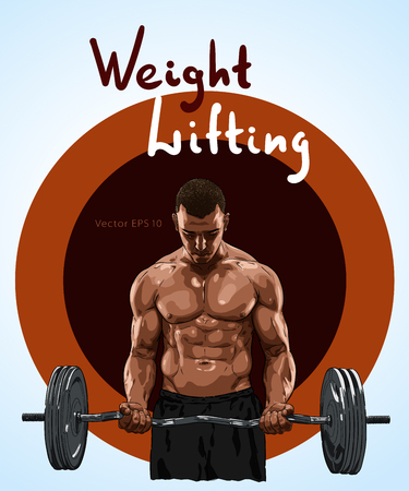 Weight Lifter man lifting heavy weight for Sports.のイラスト素材