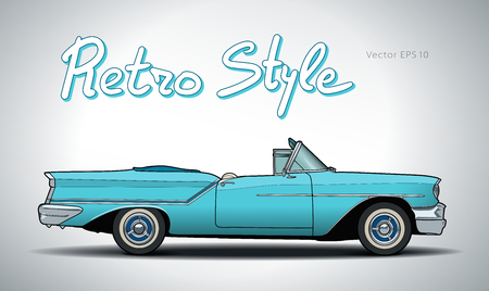 Retro car cabriolet technical draw isolated on whiteのイラスト素材