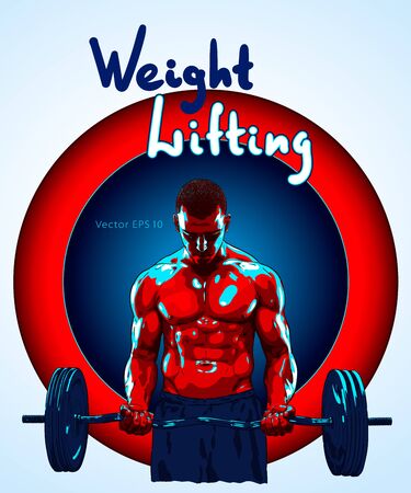Weight Lifter man lifting heavy weight for Sports.のイラスト素材
