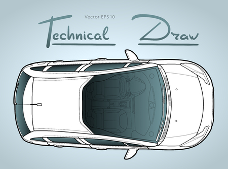 Car from top view vector. Flat design auto.のイラスト素材