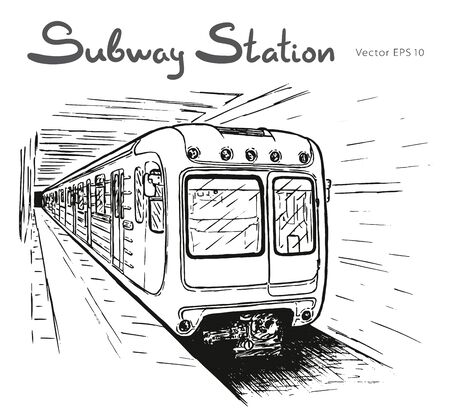Hand drawn sketch of subway station illustrationのイラスト素材
