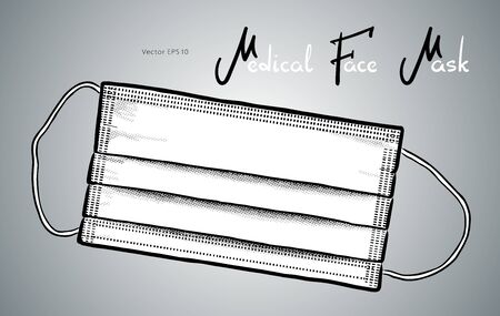 Medical face mask hand drawn vector illustration isolated on background.のイラスト素材