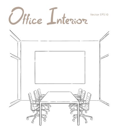 Meeting room hand drawn sketch vector illustrationのイラスト素材