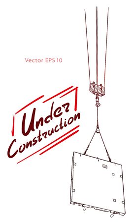 Sketch. Construction crane hook. Vector hand drawのイラスト素材