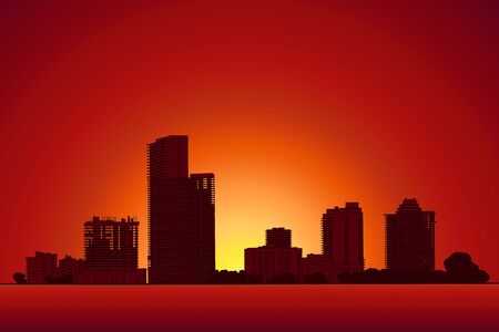 Modern city panorama isolated skyline vector illustrationのイラスト素材