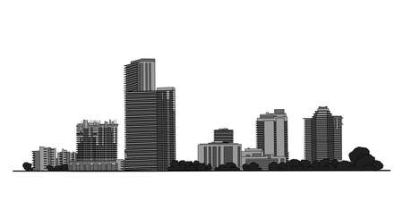 Modern city panorama isolated skyline vector illustrationのイラスト素材