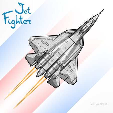 The Newest Russian jet fighter aircraft. Vector drawの写真素材