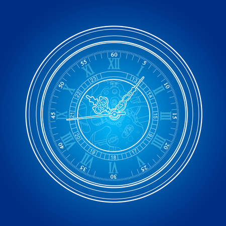 Retro watch vector sketch simple line illustrationのイラスト素材