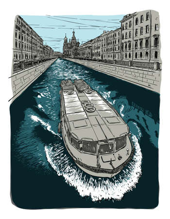 Cathedral Savior on Blood in St. Petersburg, Russia. Hand drawn sketch vectorのイラスト素材