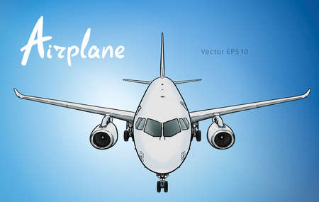 Modern russian jet airliner. Hand draw vector illustrationのイラスト素材