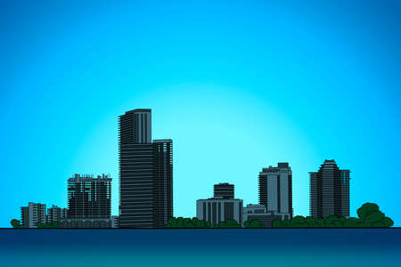 Modern city panorama isolated skyline vector illustrationのイラスト素材
