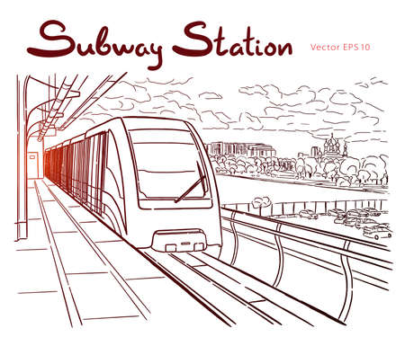 Hand drawn sketch Moscow light metro stationのイラスト素材