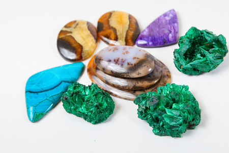 Various gemstones on white backgrouns の写真素材