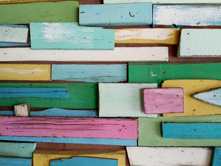 Beautiful wall from colourful woods