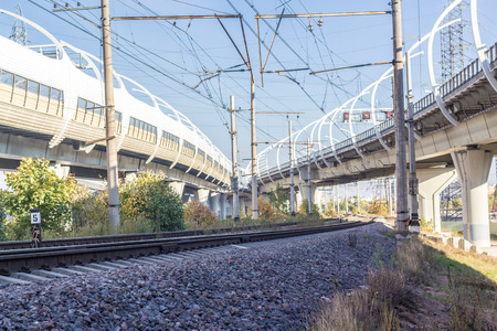 Railroad tracks going off into the distanceのeditorial素材