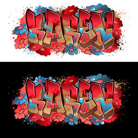 Graffiti styled Name Design - KarenCool legible graffiti artのイラスト素材
