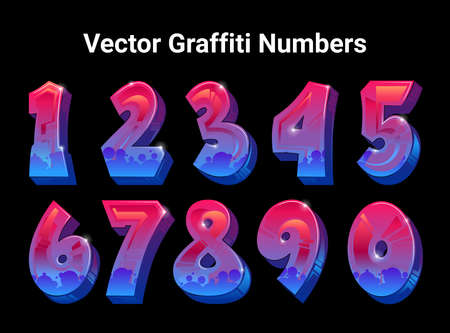 Super Cool Vector Numbers in Graffiti Art Style
