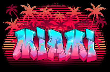 A Cool Genuine Wildstyle Graffiti Design - Miamiのイラスト素材