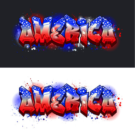 A Cool Genuine Wildstyle Graffiti Name Design - Americaのイラスト素材