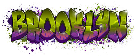A Cool Genuine Wildstyle Graffiti Name Design - Brooklynのイラスト素材