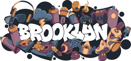 Graffiti Styled Urban Street Art Tagging Design - Brooklynのイラスト素材