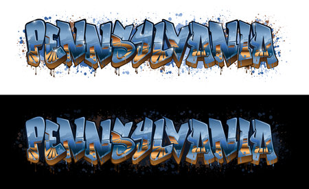 Graffiti Styled Vector Graphics Logotype Design - Pennsylvaniaのイラスト素材
