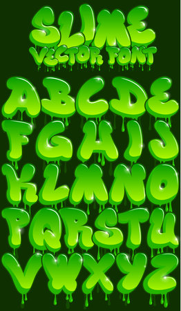 Cool Graffiti Styled Letter Font Alphabet - Slimeのイラスト素材