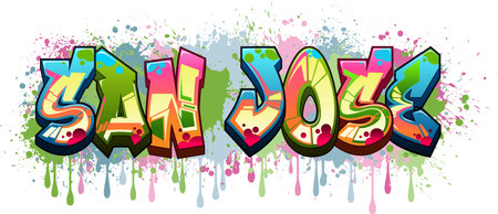 Graffiti Styled Vector Graphics Design - San Joseのイラスト素材