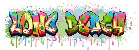 Graffiti Styled Vector Graphics Design - Long Beachのイラスト素材