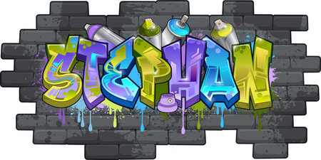 Graffiti Styled Urban Street Art Tagging Name Design - Stephanのイラスト素材