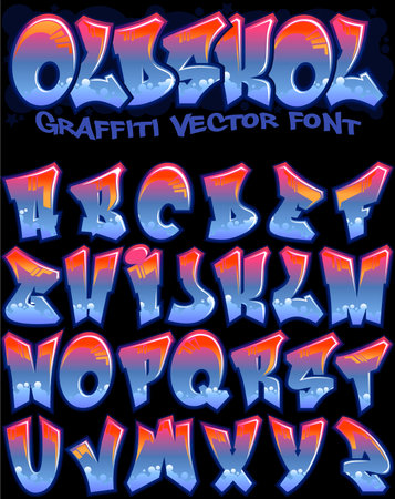 Cool Graffiti Styled Letter Font Alphabet - OldSkolのイラスト素材